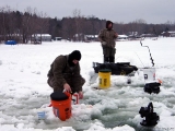 K&E Tackle Bum Lake ice fishing get together 02062011-068 two anglers ice fish