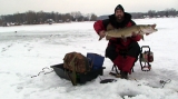 Keith Stanton with a big muskie caught through the ice