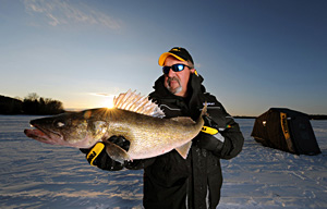 Large walleye caught while ice fishing. Credit Jack Payne