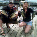 Late season scouting for early ice panfish produced these slab crappie for Ray Tiffany and Mandolyn MacHaffie