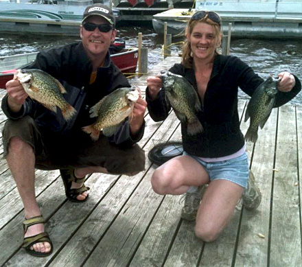 Late season scouting for early ice panfish produced these slab crappie for Ray Tiffany and Mandolyn MacHaffie