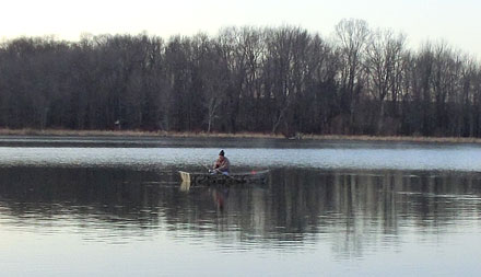 Instead of waiting for first ice, this angler borrowed a duck boat and caught some nice bluegills in Southern Michigan