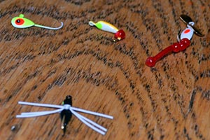 Ice jigs including a spider