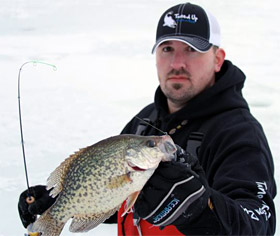Hardwater preparation throughout the year means more fishing time to catch big crappie like this one