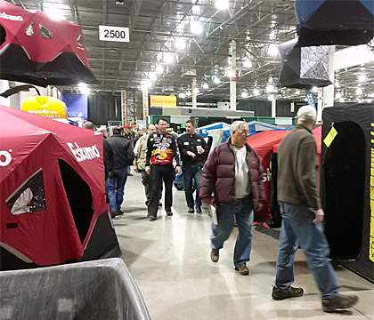 Kevin VanDam browses through the Ultimate Fishing Show Detroit shanty truckload sale going on now through Sunday January 11th at the Suburban Collection Showplace in Novi, Michigan.