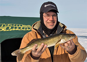 Plenty of walleye were caught during Mark Martin's Saginaw Bay ice fishing school like this one by author Jeff Nedwick