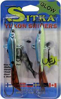 Sitka Yukon Shiners come two per pack in 5 colors and sizes, all with glow bellies.