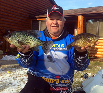 Bill Ferris with a nice ice crappie and bluegill